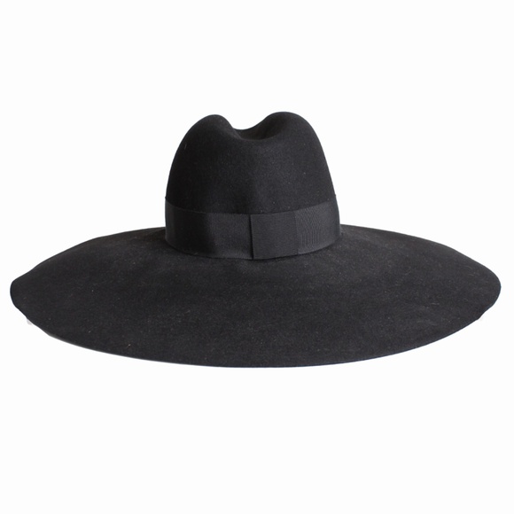 Saint Laurent Hat Wide Brim Oversized Black Rabbit Fur Felt Hedi Slimane Size 56 main image 5